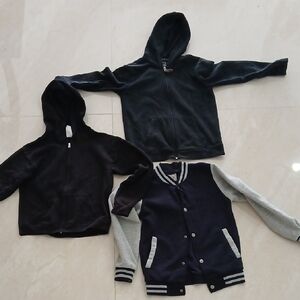 Set Of 3 Kids Black and Gray Hoodie Set